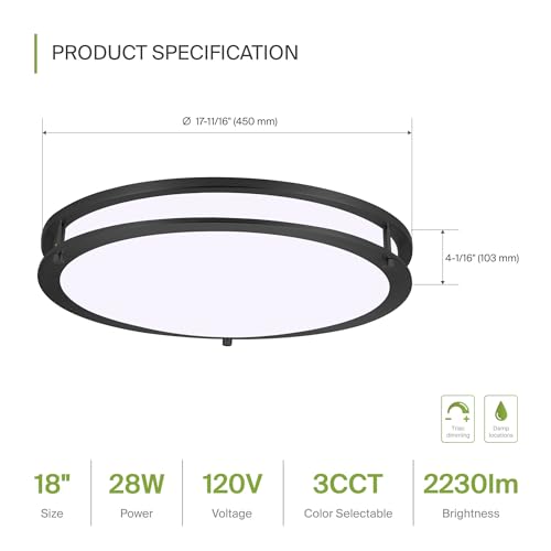 LED 18" Round Flush Mount Lighting (Oil-Rubbed Bronze)
