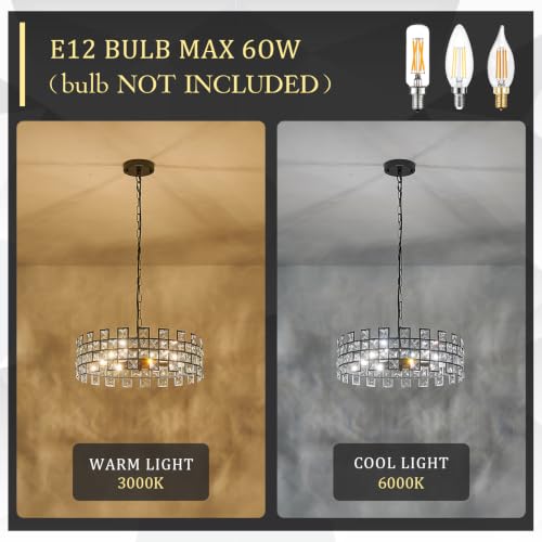 Black Crystal Semi Flush Mount Ceiling Light (Large Matte Black)