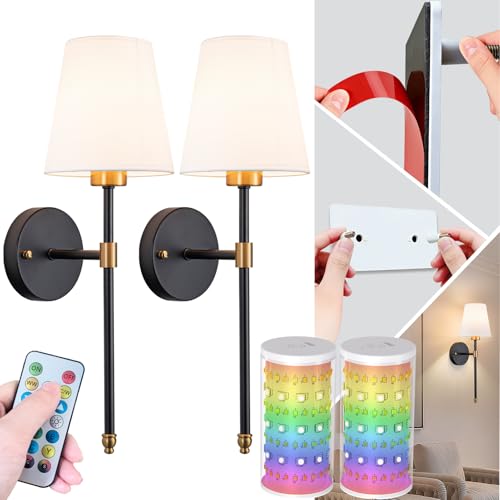 Peel and Stick Wall Sconces (Black-Gold / 19.68inch)