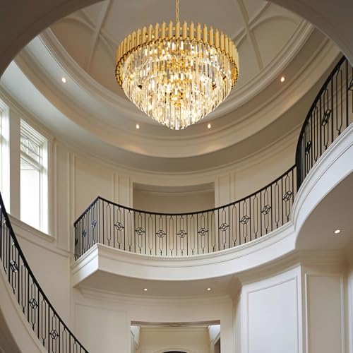 Modern Gold Crystal Chandelier (D24"XH17.6" Gold)
