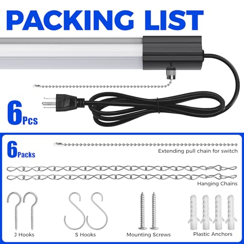 BS84 LED Shop Lights 4FT for Workshop (6500K / Black-84W-6 Packs)