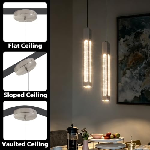 3000K Pendant Celling Lights Fixture (Brushed Nickel / 2 Pack)
