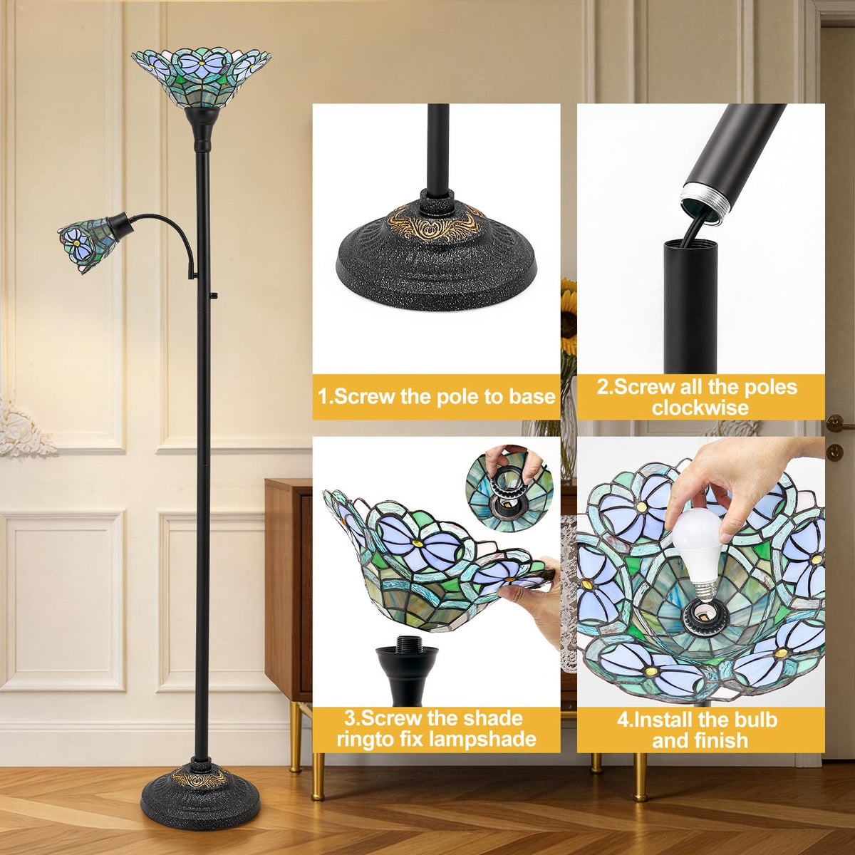 Torchiere Floor Lamps for Living Room (Multicolor)