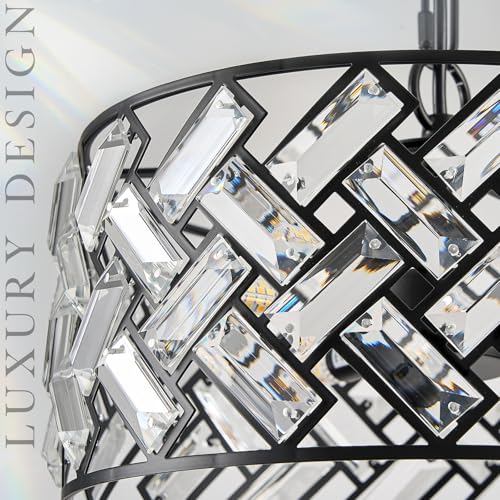 12" Black Crystal Chandelier (Small Black)