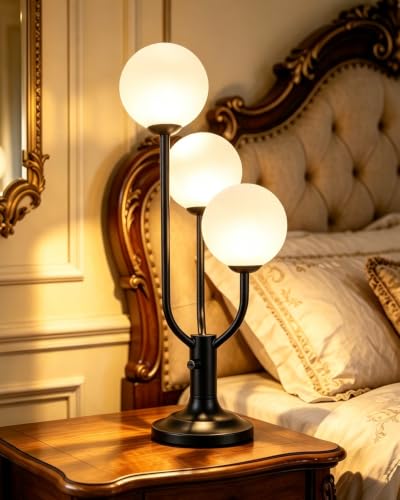 Globe Black Table Lamp for Bedroom Gift Dimmable G9 Bulbs Included (05-Black-Globe-3U)