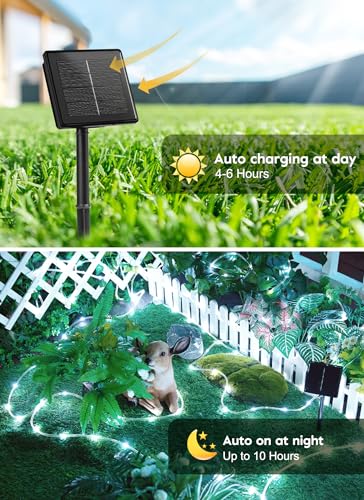 39FT 100LED Solar Rope Lights Outdoor Waterproof (Pure White / 100 LED)