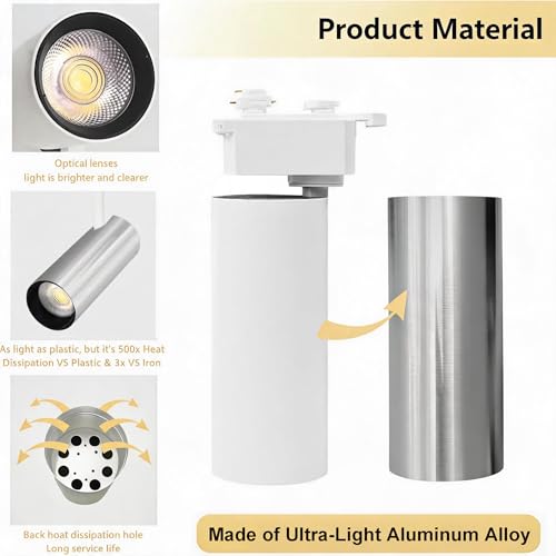 Plug in H Type LED Track Lighting Kits Dimmable Spotlights Oval Base (Lights Only)