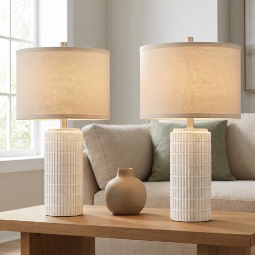 Set of 2 Modern Ceramic Table Lamps for Living Room Bedroom