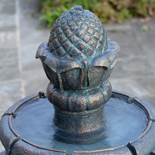 2 Tier Birdbath Water Fountain Outdoor Garden with Shallow Basin (Antique Copper)
