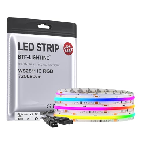 9.8FT WS2811 Smart IC RGB DC24V FCOB COB LED Strip Light (White PCB / 9.8FT)