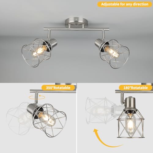 Industrial Track Lighting Kit (Brushed Nickel / 2-Light-Cage)