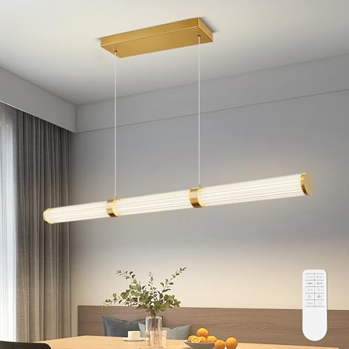 Modern Linear Chandelier Gold Linear Pendant Light Fixture (Gold / 37IN)