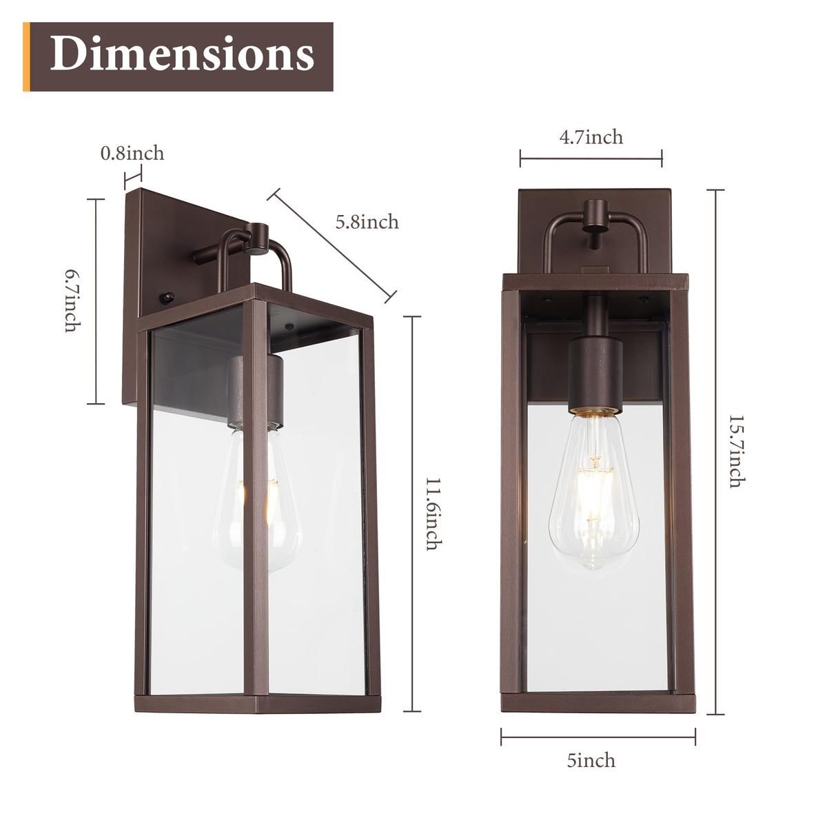 Outdoor Wall Sconce Lights (Oil-Rubbed Bronze / Small-2 Pack)