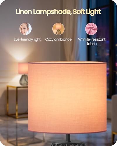 Pink Table Lamp for Girls' Room (Pink + Black)