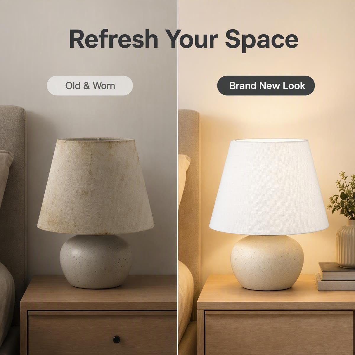 Set of 2 Pre assembled Small White Spider Fitter Lamp Shades for tablelamp (White)