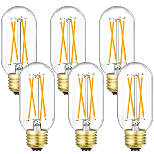 E26 LED Bulb 6W Equivalent e26 led Bulb 60 Watt Warm White 2700K Dimmable E26 Edison Bulb AC120V 600lm Tubular T14 LED Bulb for Pendant (6w=60w 2700k 600lm Warm White)