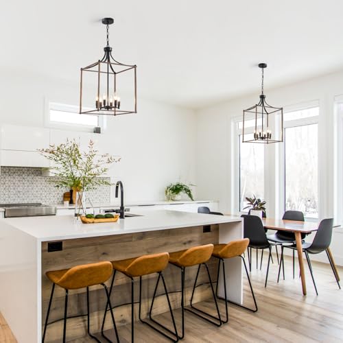 15.7" Modern Farmhouse Chandeliers for Dining Room 6 (186-Black Wood Grain)
