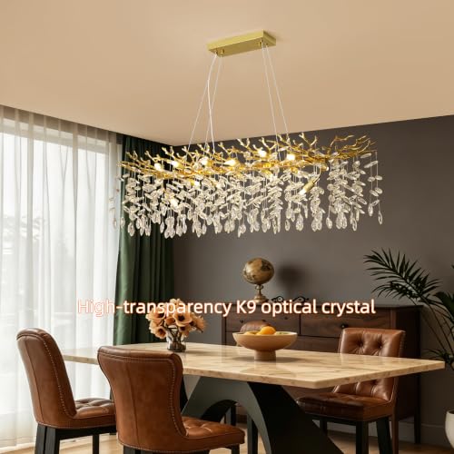 Modern Crystal Tree Branches Chandelier (Gold / Rectangular 47.5")