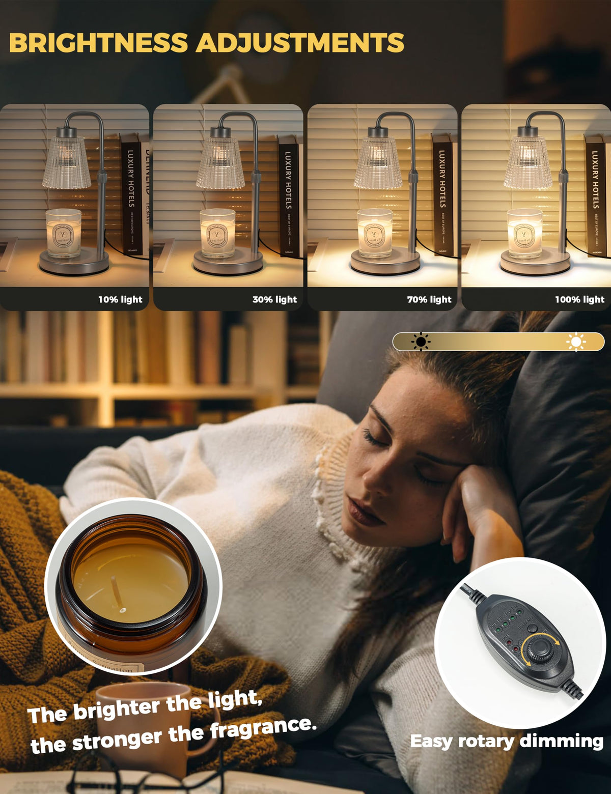 Silver Candle Warmer Lamp with 24h Cycle Timer (Silver)