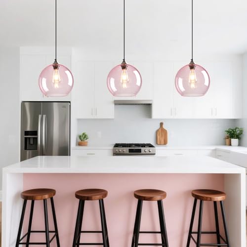 Pink Pendant Lights Kitchen Island 1 Pack (Pink / L - 9.84 in)