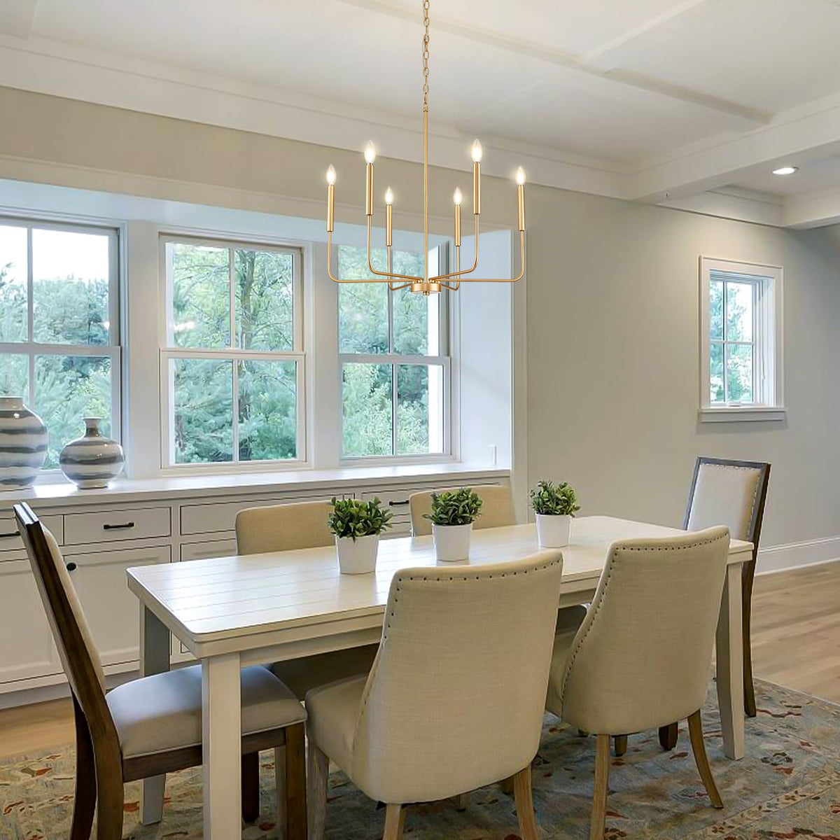 Modern Gold Chandelier for Dining Room (Gold / 6 Candle Lights)