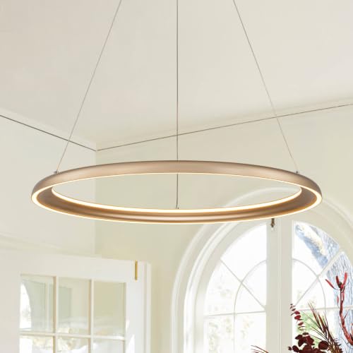 Modern Dimmable LED Chandelier (Gold / W24"-2 Ring)