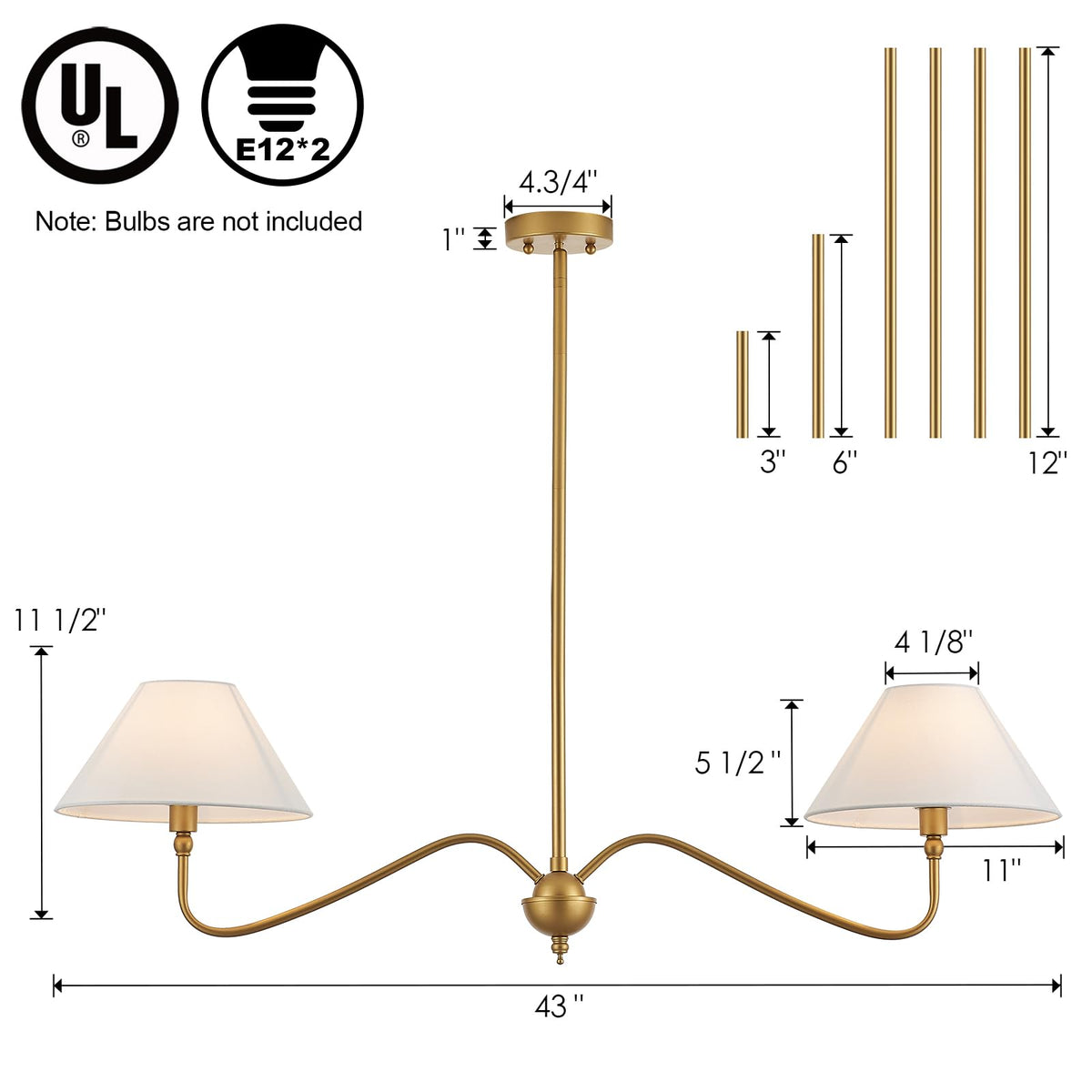 Modern Gold Linear Chandelier for Kitchen Island (Gold)