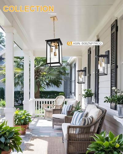 3 Light Large Outdoor Wall Light Fixture (Black & Brass / 3-Light, 1-Pack)