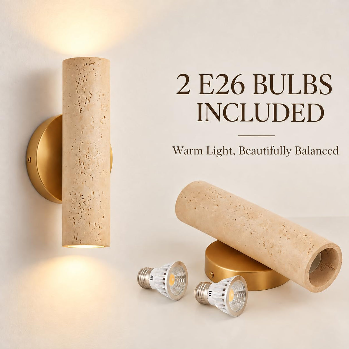 Natural Yellow Travertine Wall Sconce (Natural Yellow Travertine / 1 Pack)