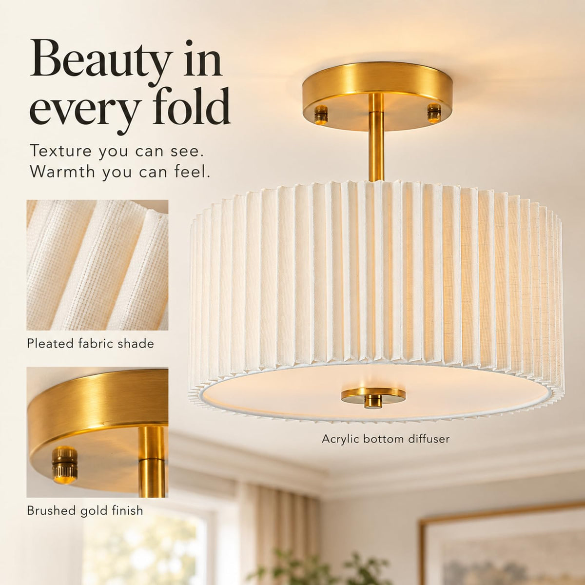 Semi Flush Mount Ceiling Light (Gold / 12.5inch)