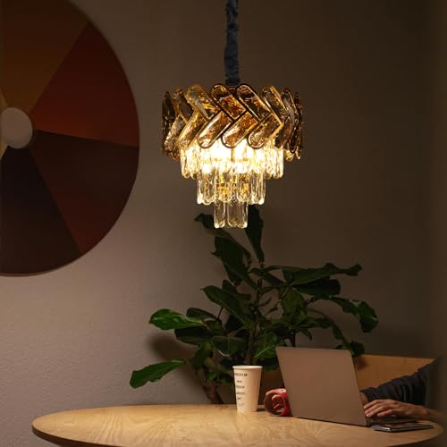 Modern Crystal Chandeliers 24in Round Top K9 Crystals Chandelier Adjustable Ceiling Light Fixture 5