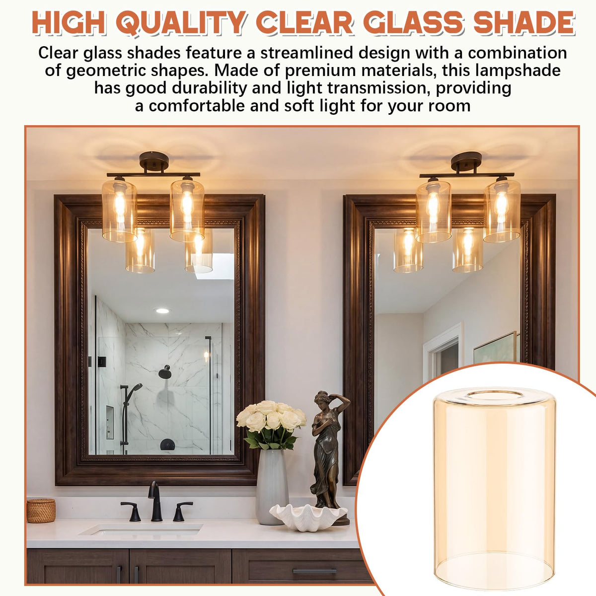 6 Pack Amber Glossy Glass Lamp Shade 1 (Amber / Glossy)
