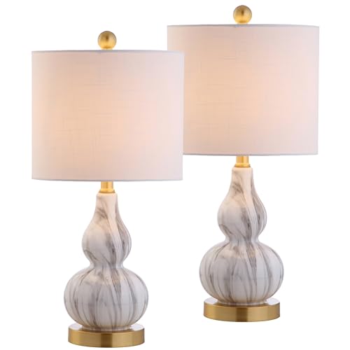 Anya Gourd Glass Table Lamp 20.5" (Set of 2 / Black / White)
