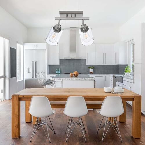 2 Light Track Lighting Kit Brushed Nickel Kitchen Track Lighting Fixtures Ceiling Mount Bathroom Vanity Wall Scones Light Fixture with Clear Glass (Brushed Nickel / 2-Light)