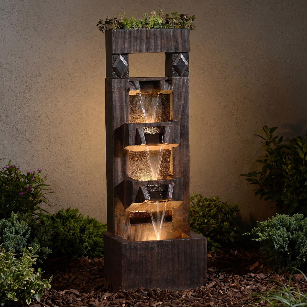 40.9 in Modern Outdoor Water Fountain (Brown)