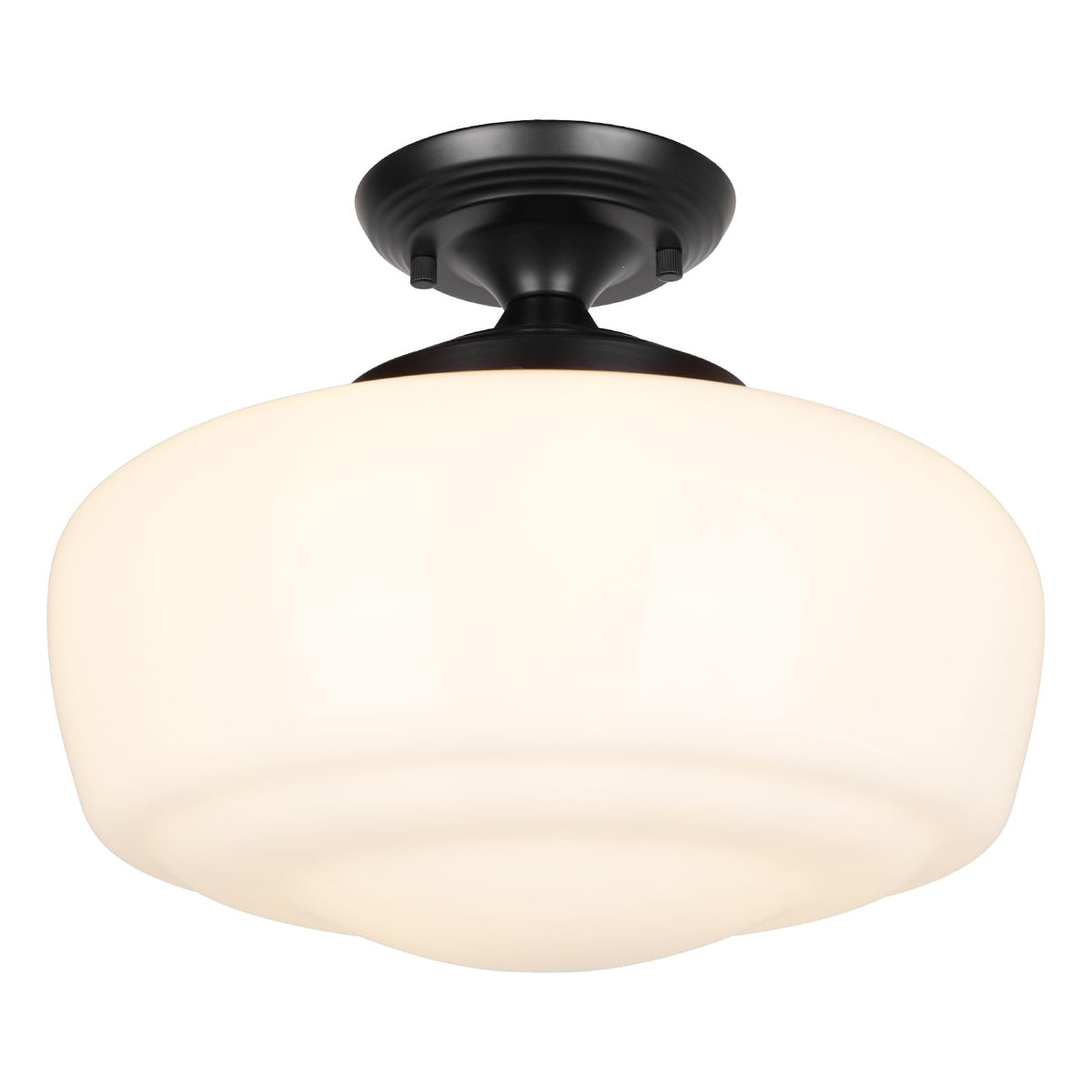 Large Schoolhouse Style Semi Flush Mount Ceiling Light Fixture (Black / Large)