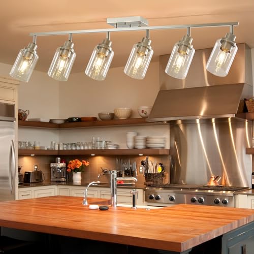 6 Light Brushed Nickel Track Lighting Kit with Clear Glass (Brushed Nickel / 6-Light)