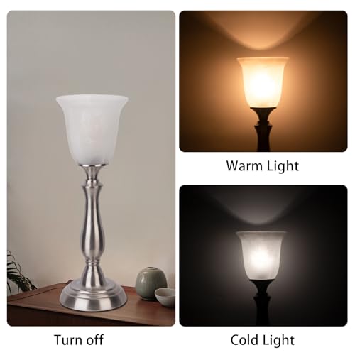 Farmhouse Table Lamp for Living Room (Brushed Nickel)