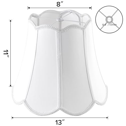 Scalloped Lamp Shades Set of 2 Medium (White-fabric / 8"×13"×11" (Spider)-2 pcs)