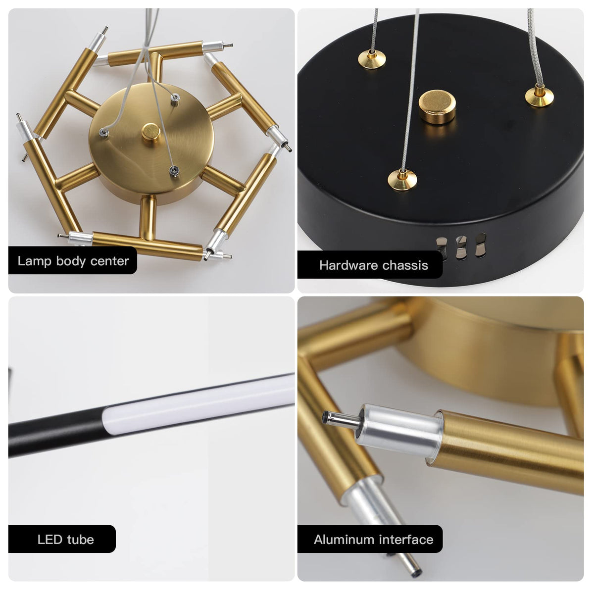 Black and Gold Chandelier (12Head-Non-Dimmable)