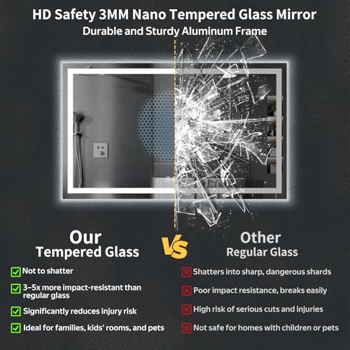 60"x36" LED Bathroom Mirror with Lights (Frontlit & Backlit / 60"L x 36"W)