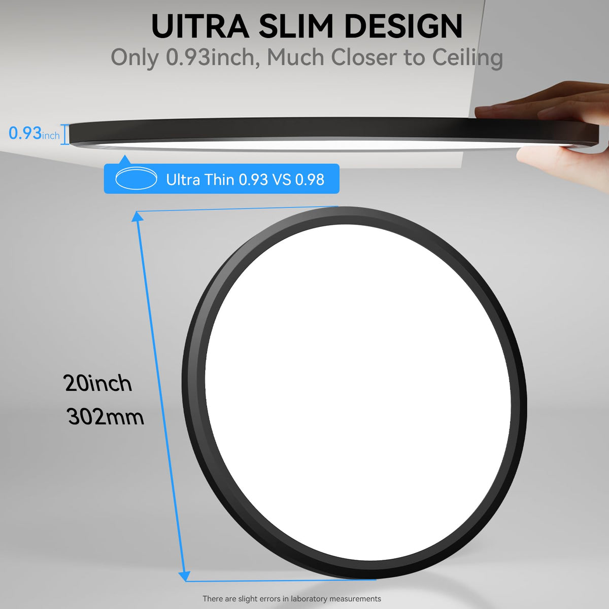 5CCT 3000k//3500k/4500k//5000k/6000k Selectable, Led Flush Mount Ceiling Light, 20 Inch 5200LM Round Modern Flat Panel,Super Slim for Living Dining Kitchen Bedroom Room (Black / 20in-2Pack)