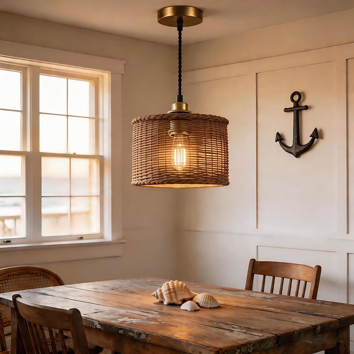 UL Listed] Vintage Brass Pendant Light Kit Industrial (Vintage Brass Light Kit / 5FT)