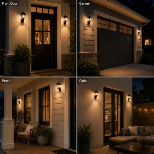 Motion Sensor Outdoor Wall Lights 2 Pack (Black / Motion Sensor)
