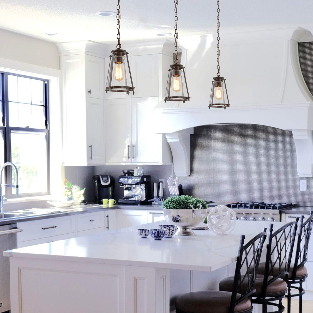 Bronze Pendant Lighting for Kitchen Island (7.5" L x 7.5" W x 11" H / Bronze)