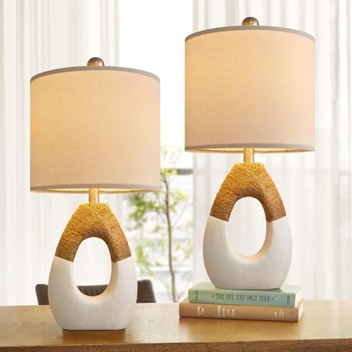 Boho Table Lamps Bedroom Living Room Set 2 Sleeping and Reading