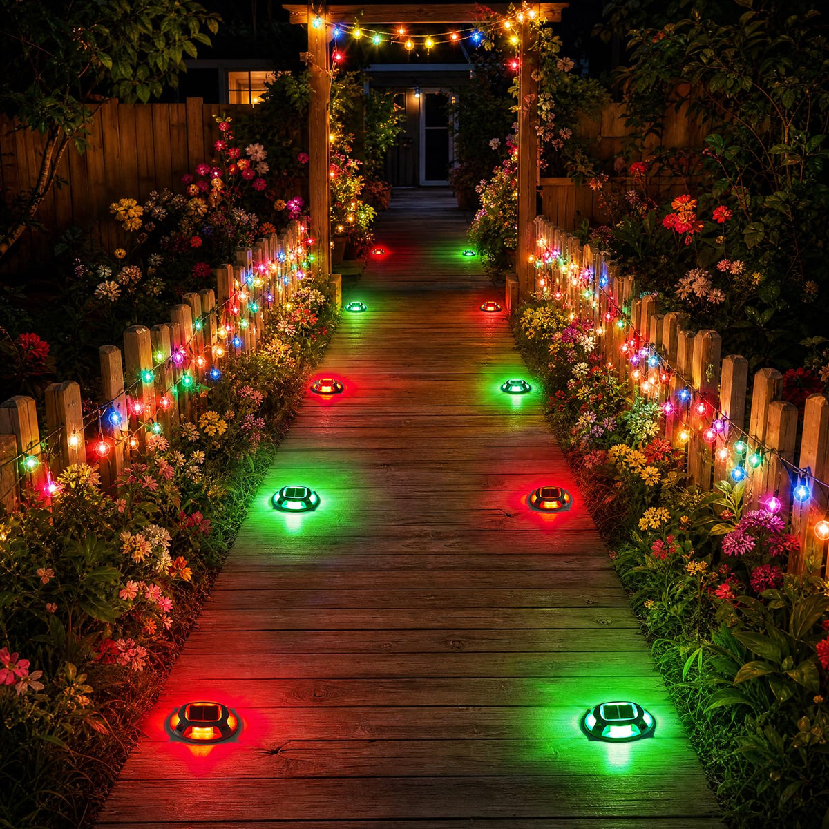 Solar Driveway Light Outdoor 1 Pack (Green Light & Red Light / 1 Pack)