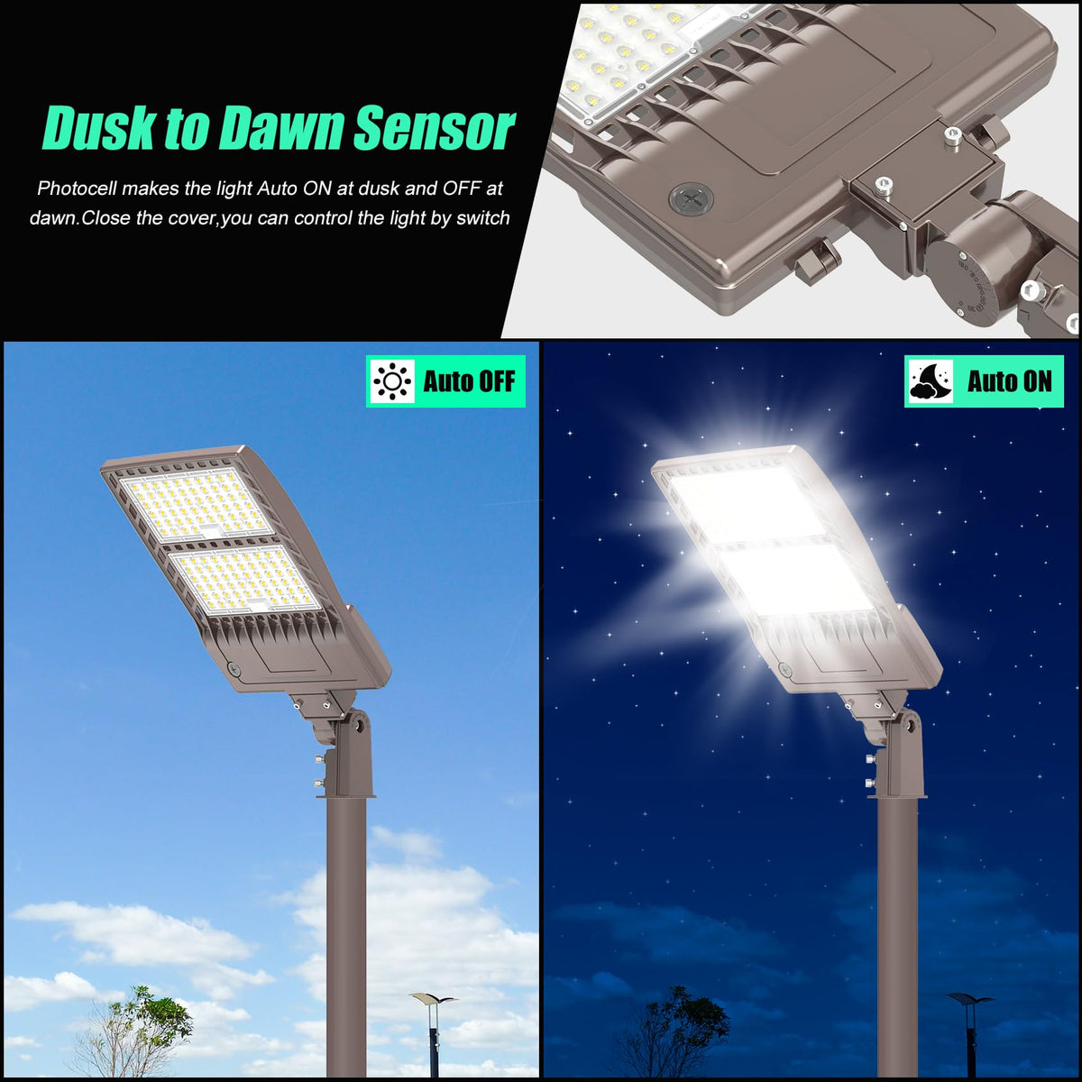 2Pack 320W LED Pole Light Outdoor Parking Lot Lights Dusk to Dawn Photocell (320W)