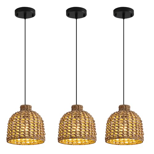 Round Rattan Pendant Light Fixtures