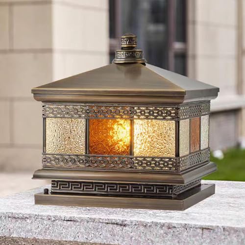 All Copper Steel Glass Outdoor Post lights (Flower glass / 16X16IN)